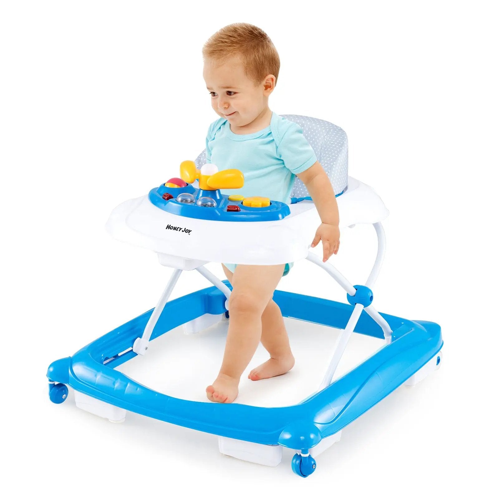 Foldable Baby Walker with 3 Adjustable Heights and Padded Seat by DirectDeals