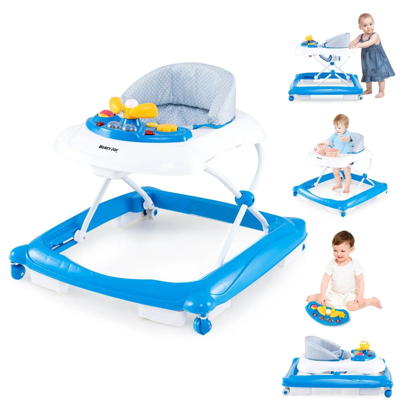 Foldable Baby Walker with 3 Adjustable Heights and Padded Seat by DirectDeals