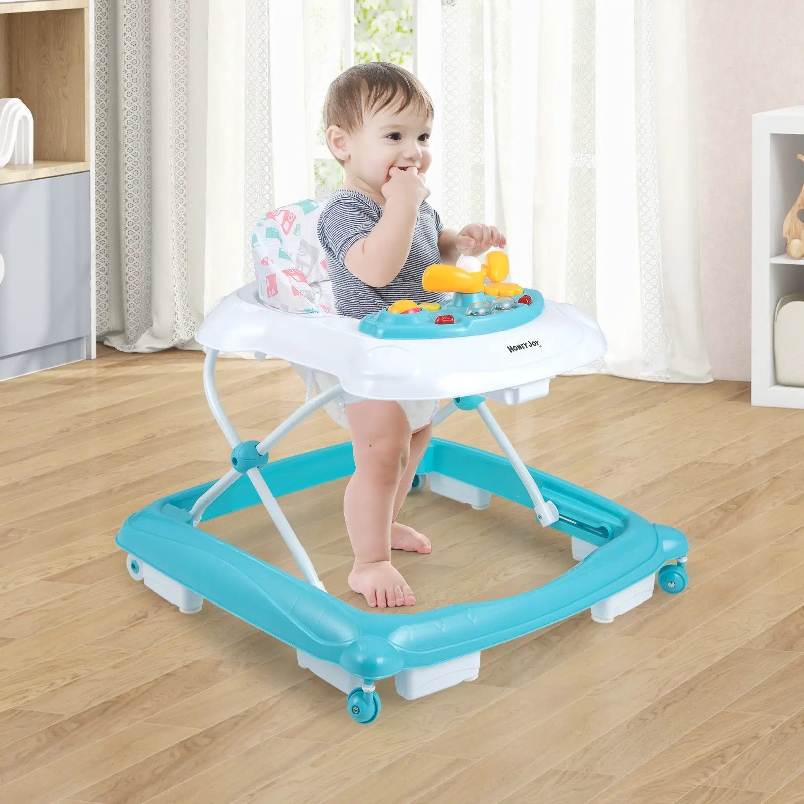 Foldable Baby Walker with 3 Adjustable Heights and Padded Seat by DirectDeals
