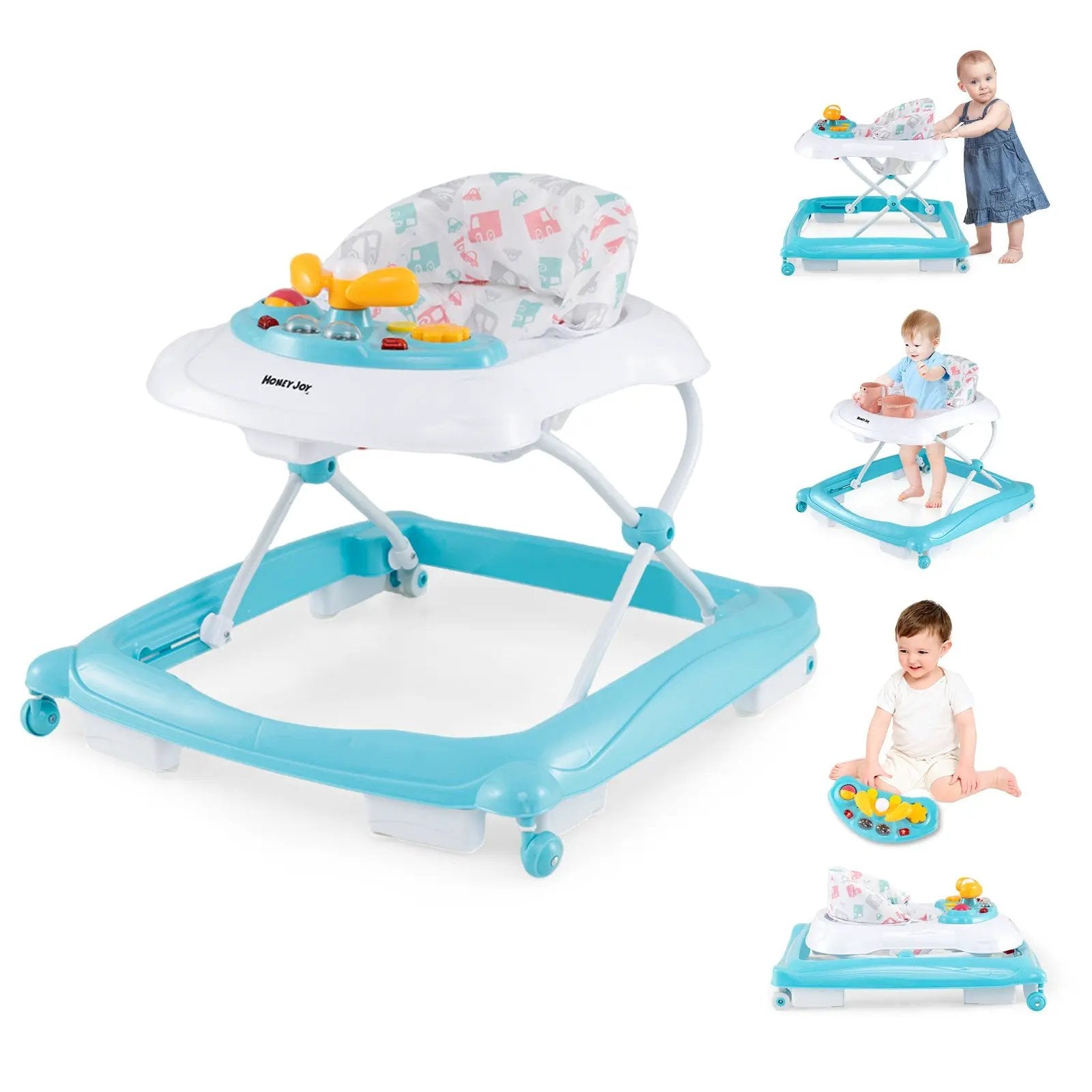 Foldable Baby Walker with 3 Adjustable Heights and Padded Seat by DirectDeals