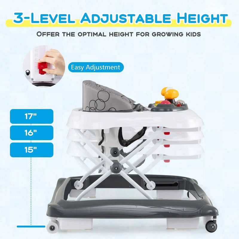 Foldable Baby Walker with 3 Adjustable Heights and Padded Seat by DirectDeals