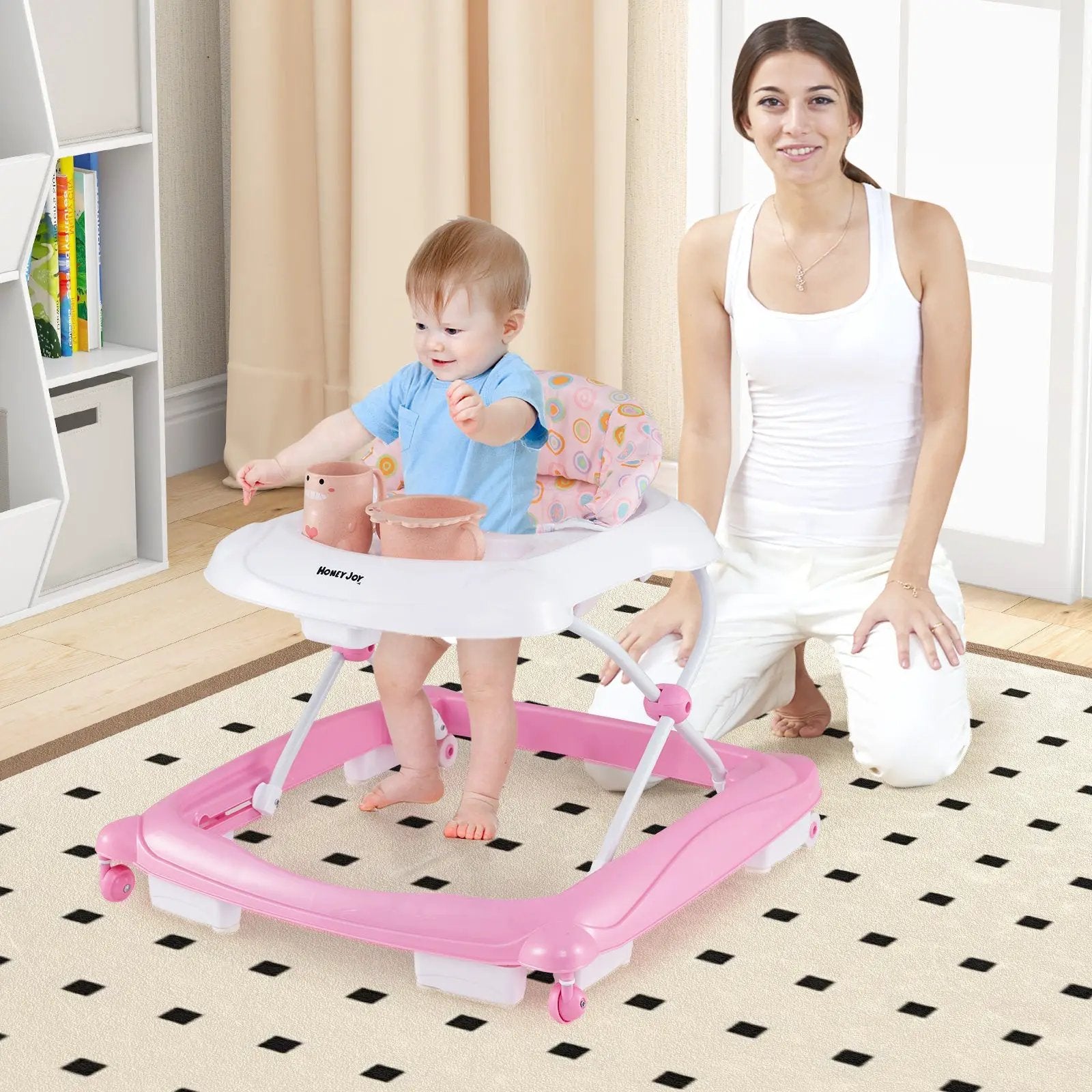 Foldable Baby Walker with 3 Adjustable Heights and Padded Seat by DirectDeals