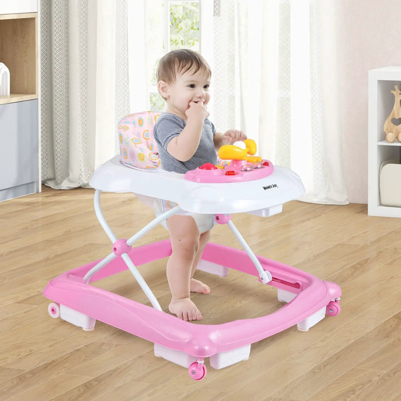 Foldable Baby Walker with 3 Adjustable Heights and Padded Seat by DirectDeals