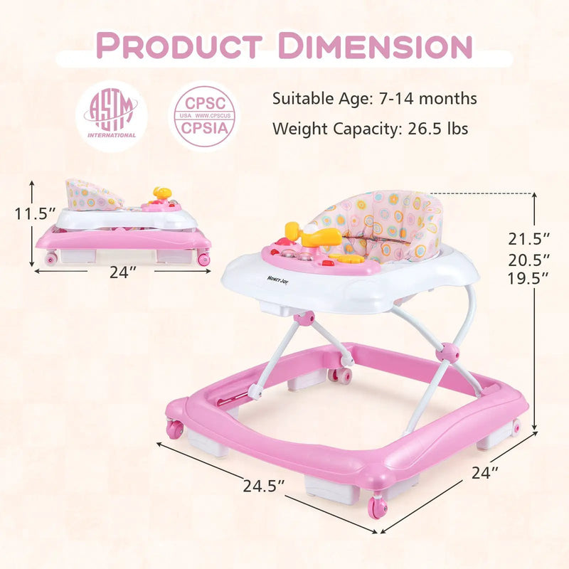 Foldable Baby Walker with 3 Adjustable Heights and Padded Seat by DirectDeals