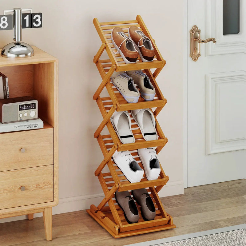 Foldable Bamboo Magazine Rack with 5 Tiers and 2 Positions by DirectDeals