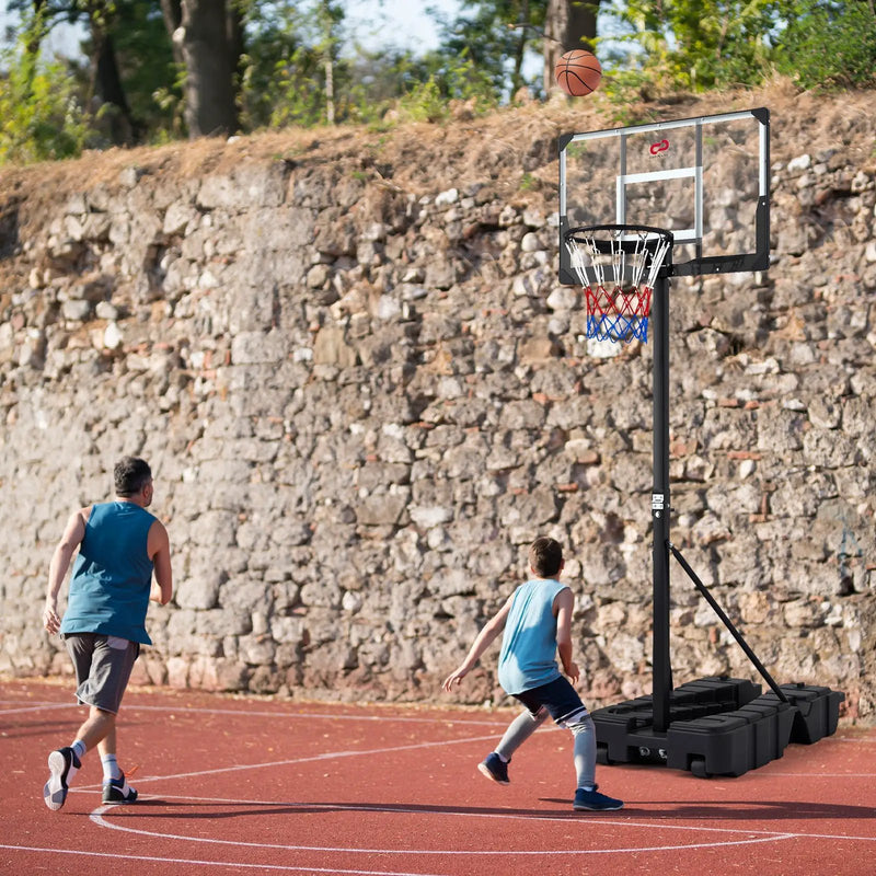 Foldable Basketball Hoop 7.54-10 ft Stepless Adjustable with PC Backboard by DirectDeals