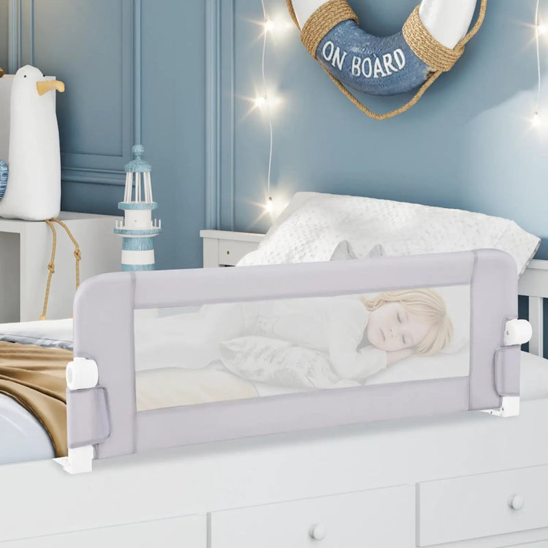 Foldable Bed Rail with Swing Down Design - Light Gray by DirectDeals