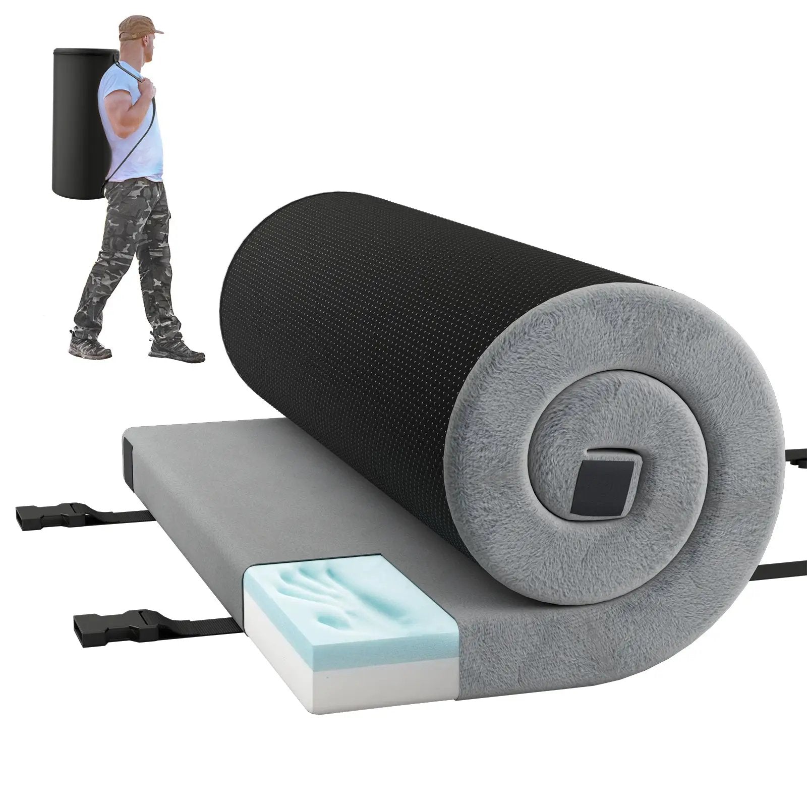 Foldable Camping Mattress with High density foam Cushion and Anti-slip Bottom by DirectDeals
