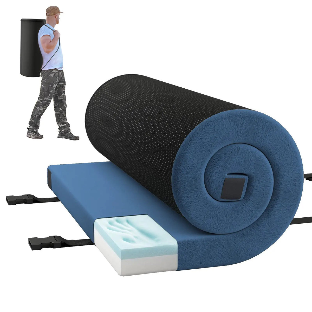 Foldable Camping Mattress with High density foam Cushion and Anti-slip Bottom by DirectDeals