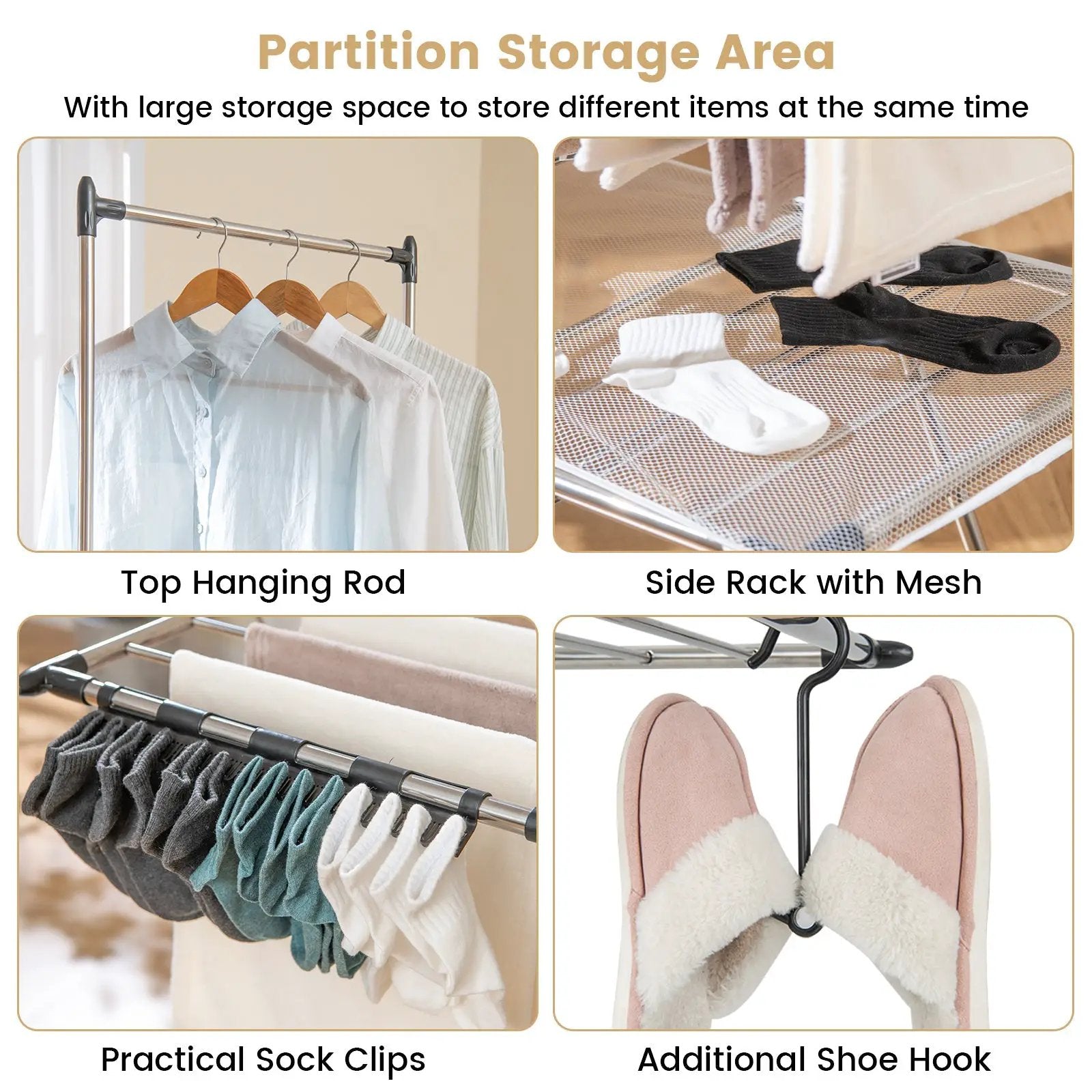 Large Foldable Clothes Drying Rack with Tall Hanging Bar by DirectDeals