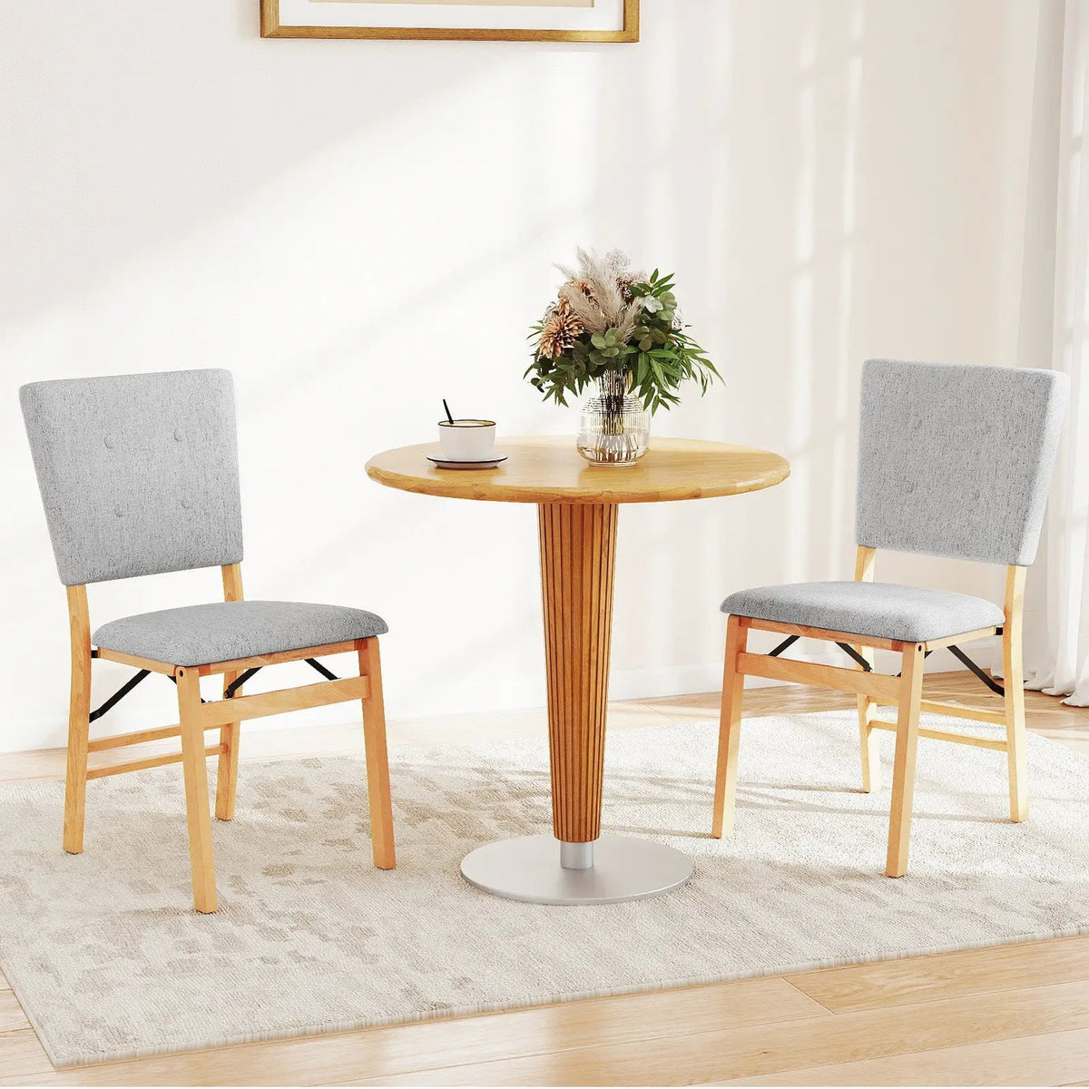 Foldable Dining Chair Set of 2 Armless Kitchen Chair with Padded Seat and Tilt Backrest by DirectDeals