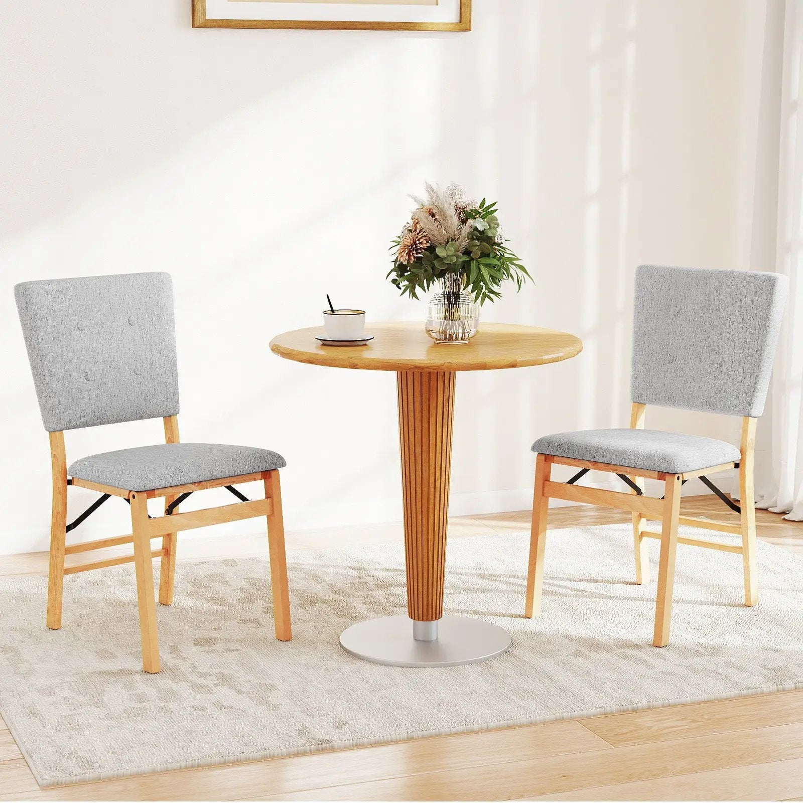 Foldable Dining Chair Set of 2 Armless Kitchen Chair with Padded Seat and Tilt Backrest by DirectDeals