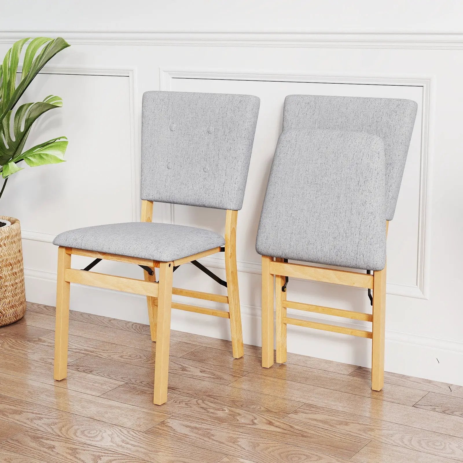 Foldable Dining Chair Set of 2 Armless Kitchen Chair with Padded Seat and Tilt Backrest by DirectDeals