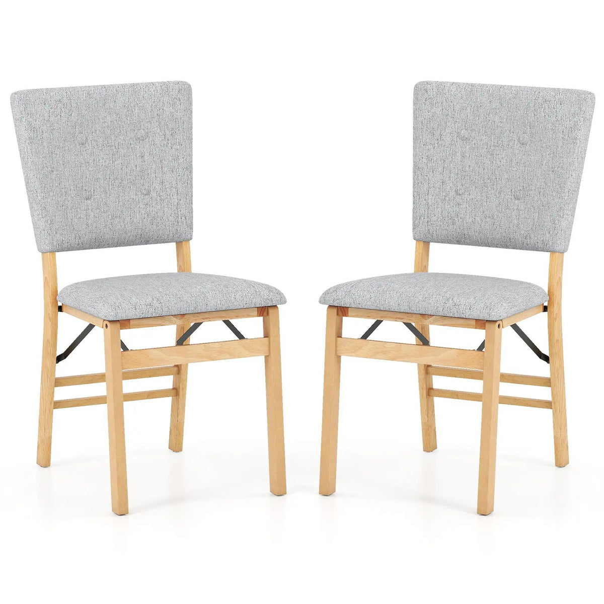 Foldable Dining Chair Set of 2 Armless Kitchen Chair with Padded Seat and Tilt Backrest by DirectDeals