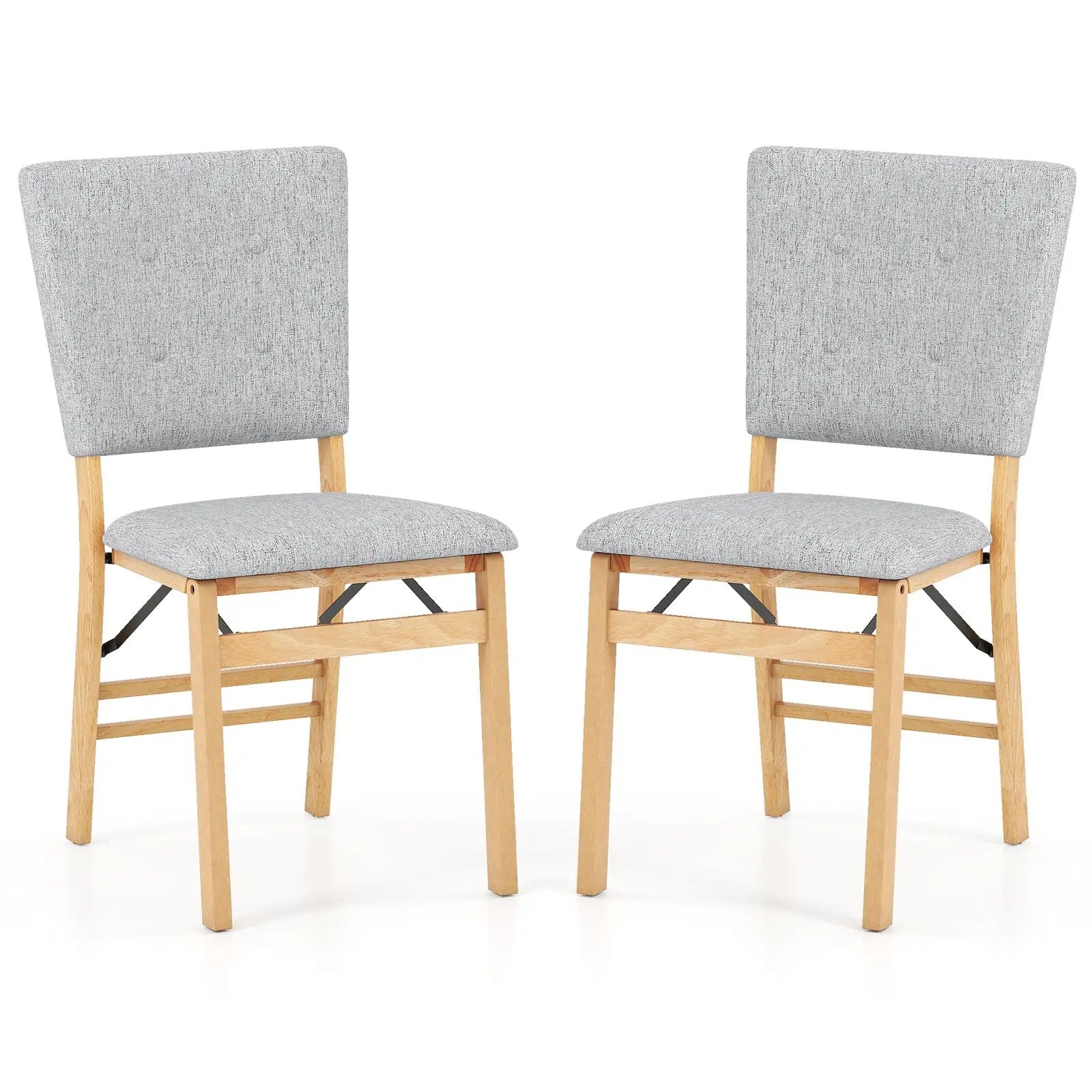 Foldable Dining Chair Set of 2 Armless Kitchen Chair with Padded Seat and Tilt Backrest by DirectDeals