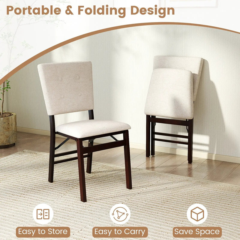 Foldable Dining Chair Set of 4 Armless Kitchen Chair with Padded Seat and Tilt Backrest by DirectDeals
