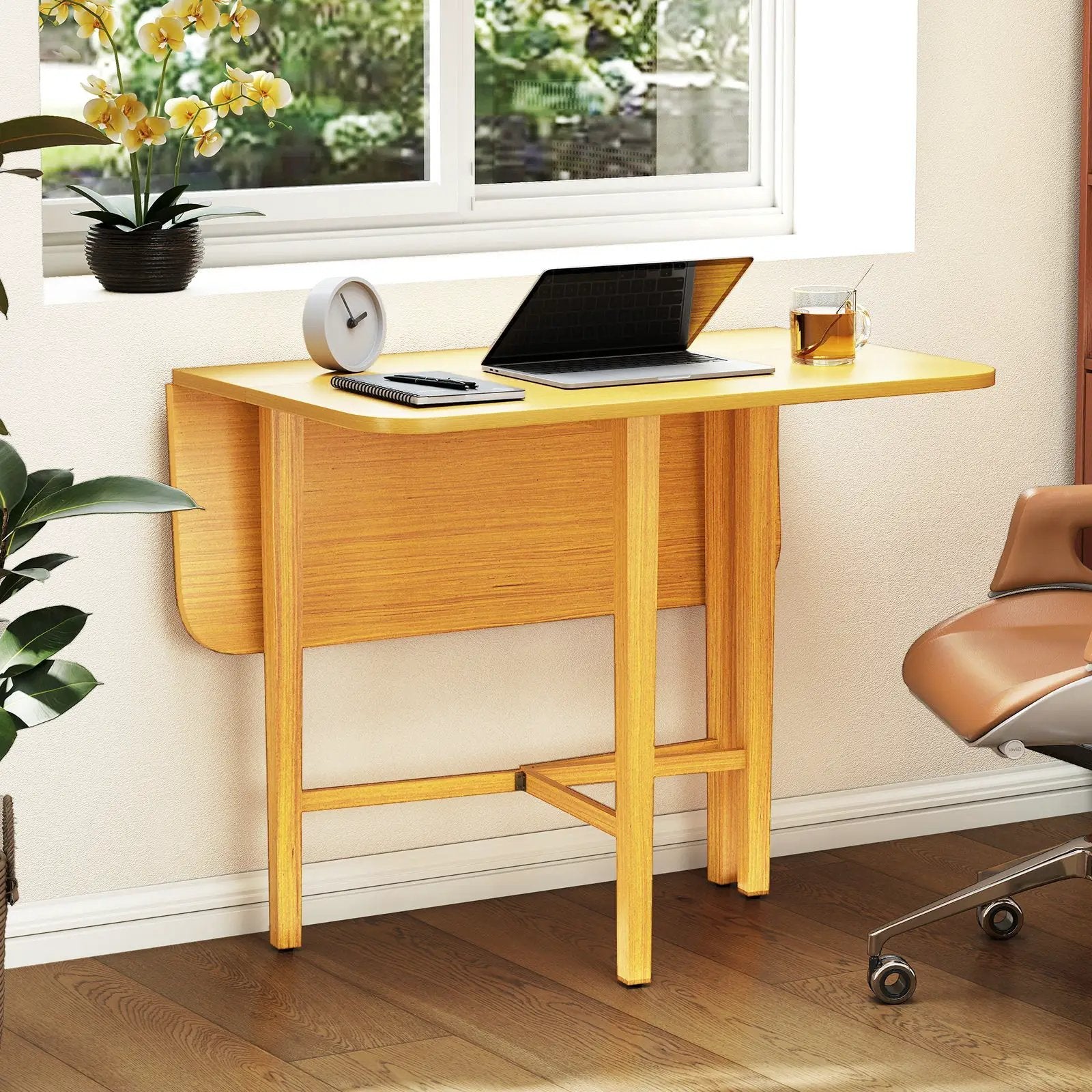 Foldable Dining Table for 2-4 People with Rubber Wood Legs for Small Space by DirectDeals