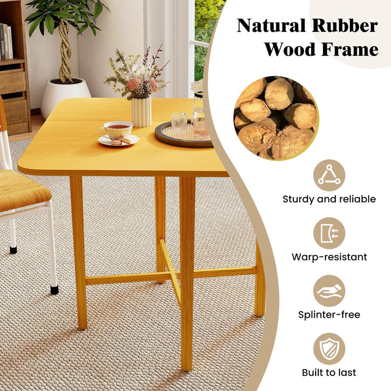 Foldable Dining Table for 2-4 People with Rubber Wood Legs for Small Space by DirectDeals