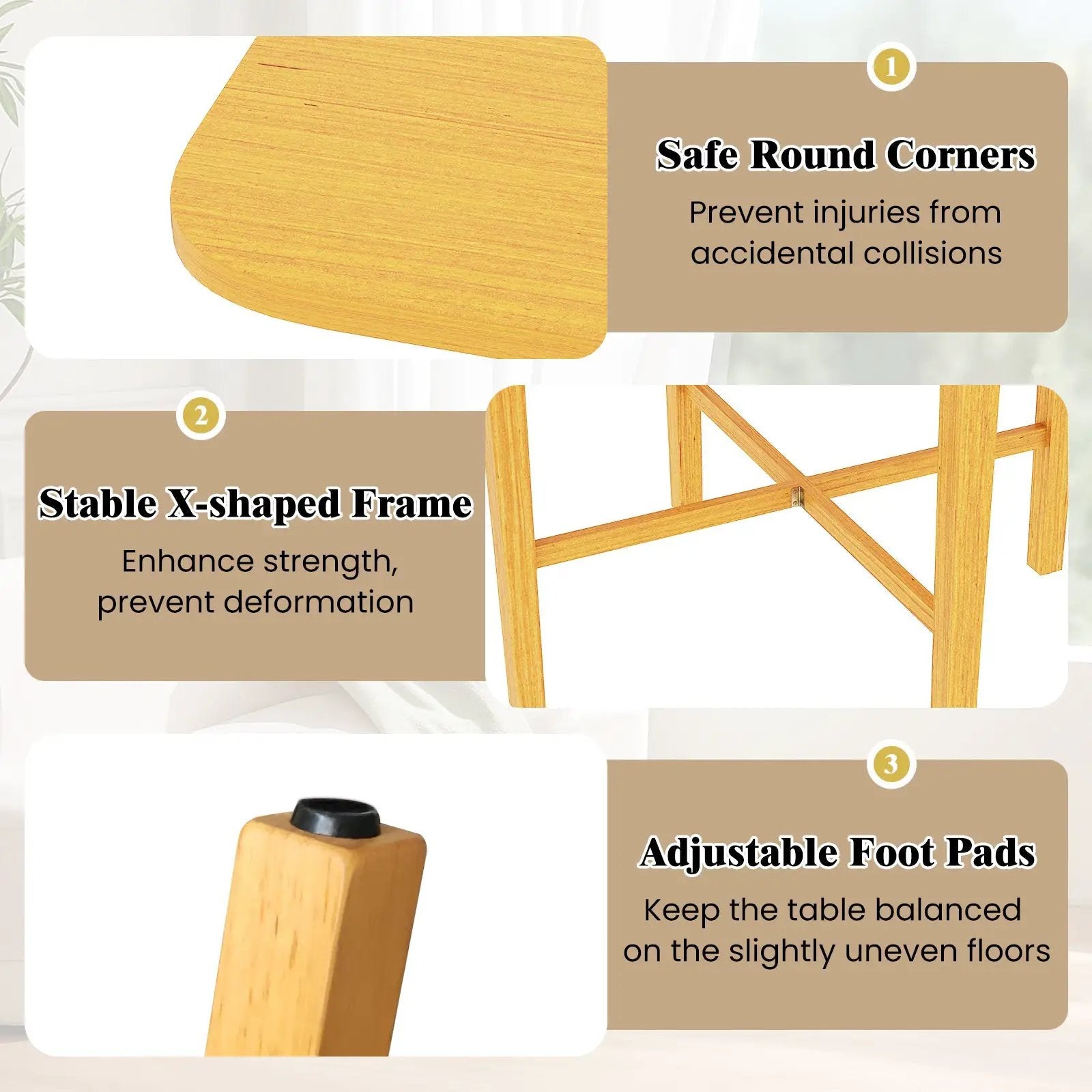 Foldable Dining Table for 2-4 People with Rubber Wood Legs for Small Space by DirectDeals