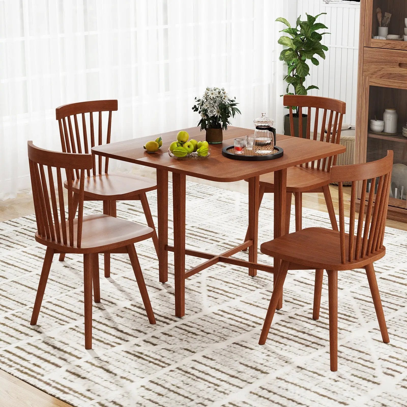 Foldable Dining Table for 2-4 People with Rubber Wood Legs for Small Space by DirectDeals