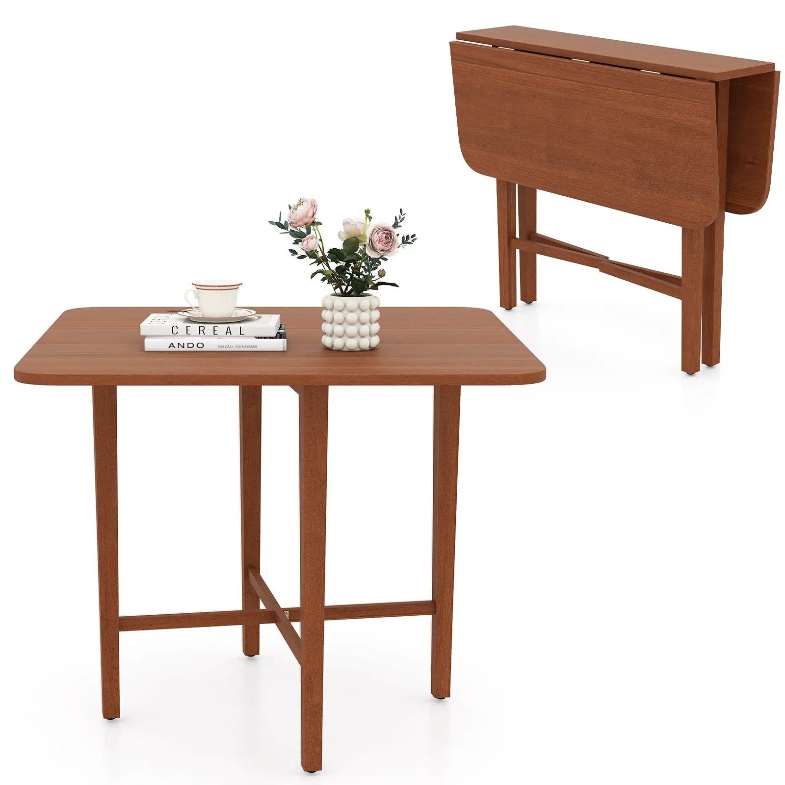 Foldable Dining Table for 2-4 People with Rubber Wood Legs for Small Space by DirectDeals