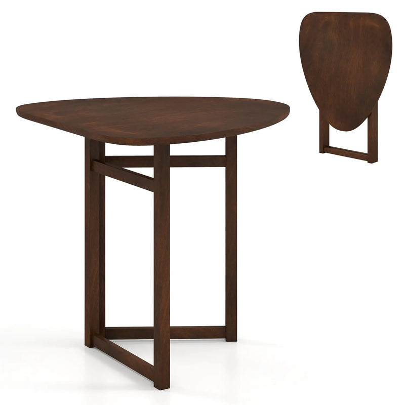 Foldable Dining Table 31.5" Triangular Small Kitchen Table for 2-Walnut by DirectDeals