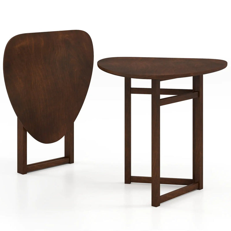 Foldable Dining Table 31.5" Triangular Small Kitchen Table for 2-Walnut by DirectDeals