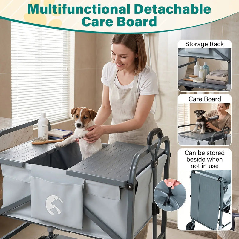 Foldable Dog Bath Cart with Adjustable Height & 4 Wheels by DirectDeals