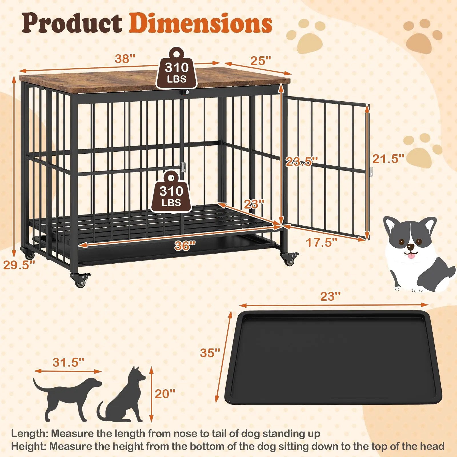 Foldable Dog Crate Furniture with Removable Tray and Lockable Door by DirectDeals