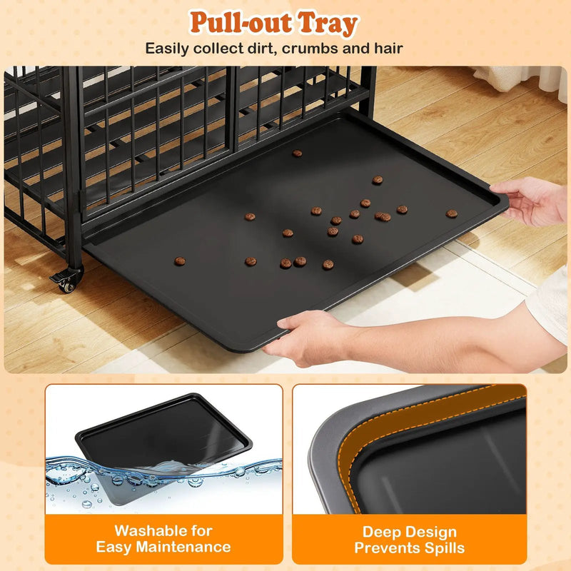 Foldable Dog Crate Furniture with Removable Tray and Lockable Door by DirectDeals