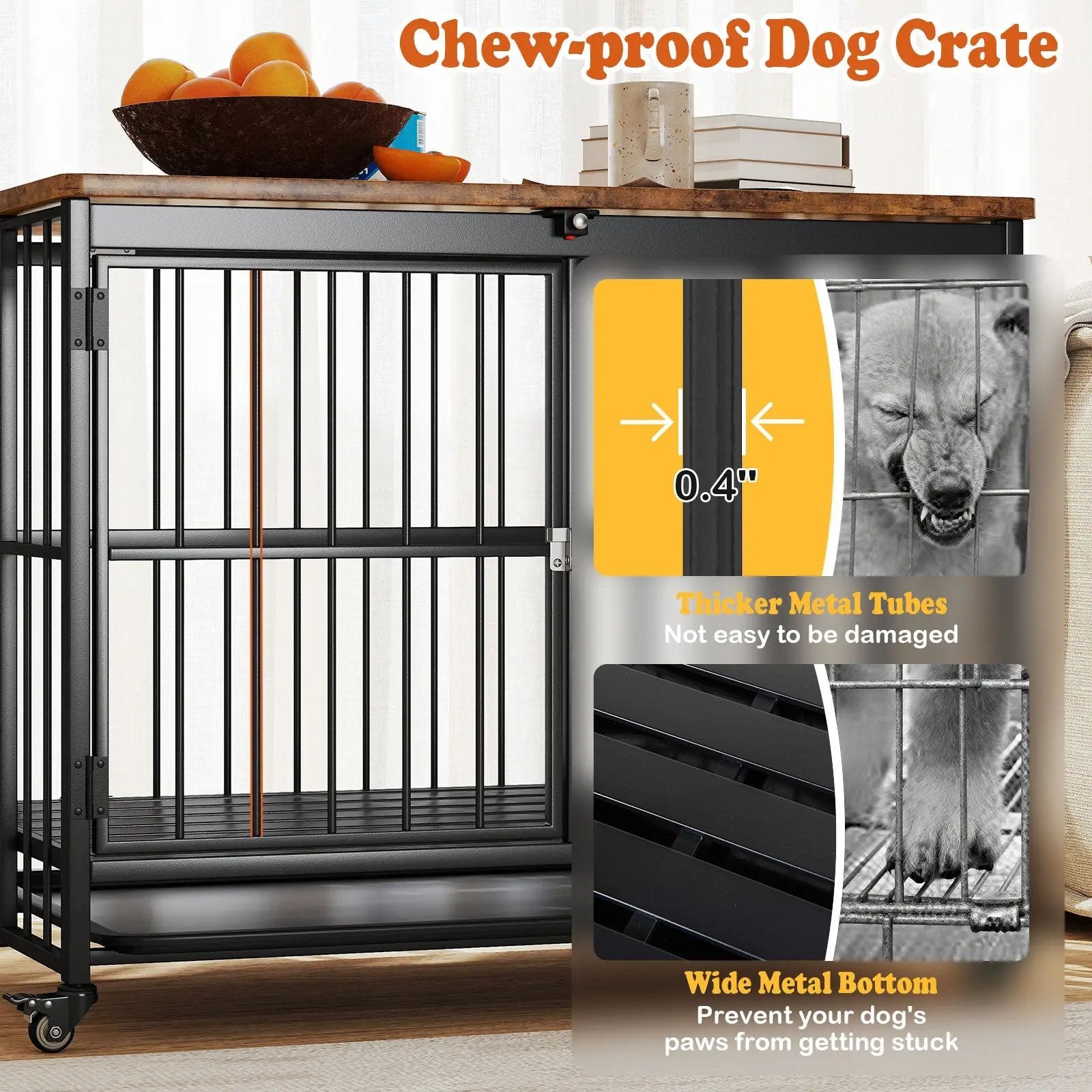 Foldable Dog Crate Furniture with Removable Tray and Lockable Door by DirectDeals