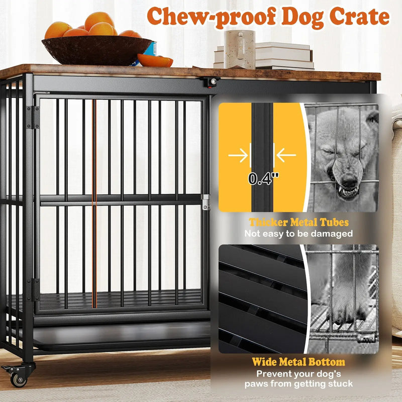 Foldable Dog Crate Furniture with Removable Tray and Lockable Door by DirectDeals