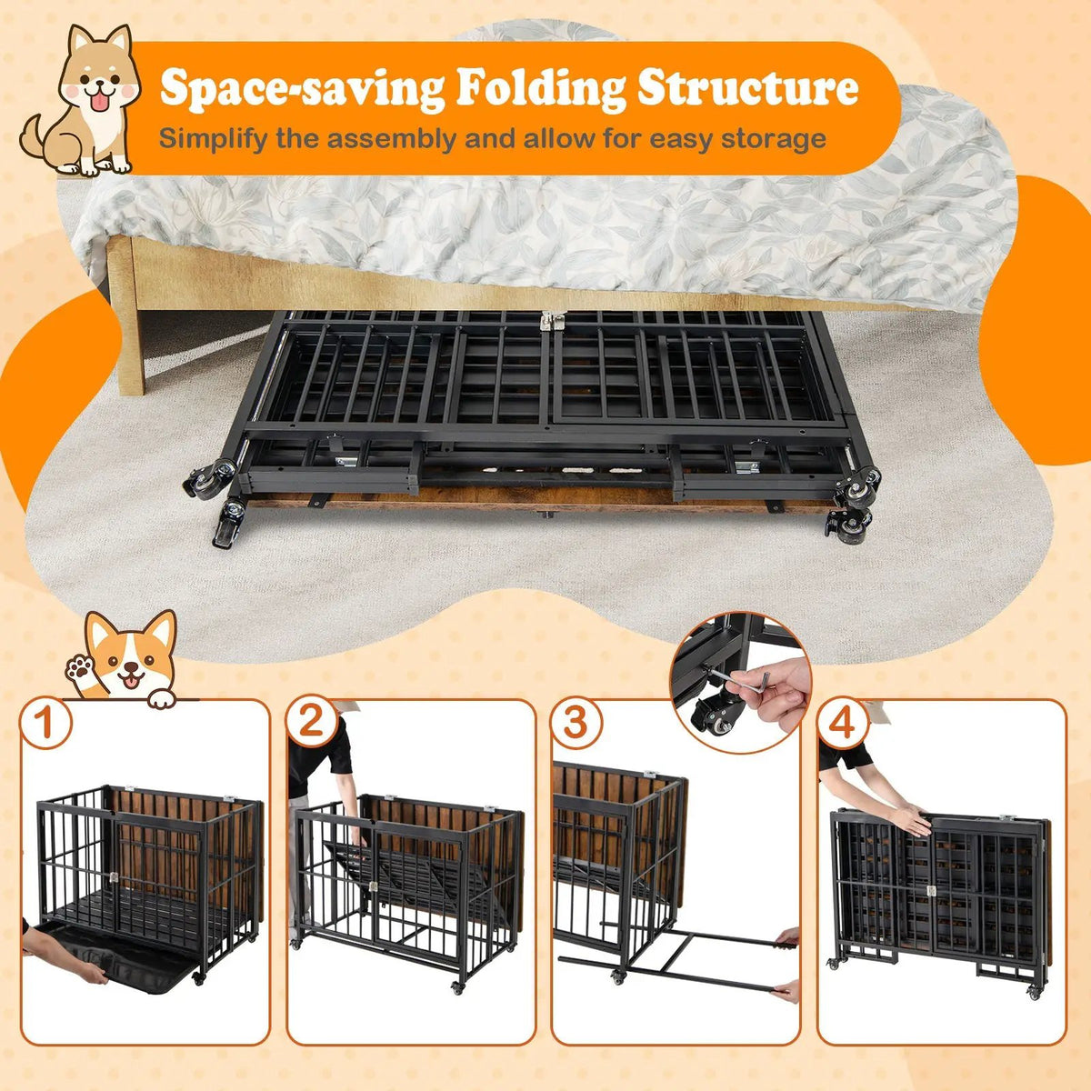 Foldable Dog Crate Furniture with Removable Tray and Lockable Door by DirectDeals
