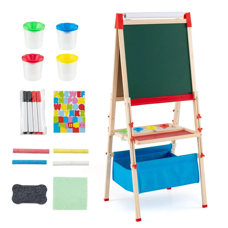 Foldable Double-sided Easel with Magnetic Chalkboard for Kids-Multicolor by DirectDeals