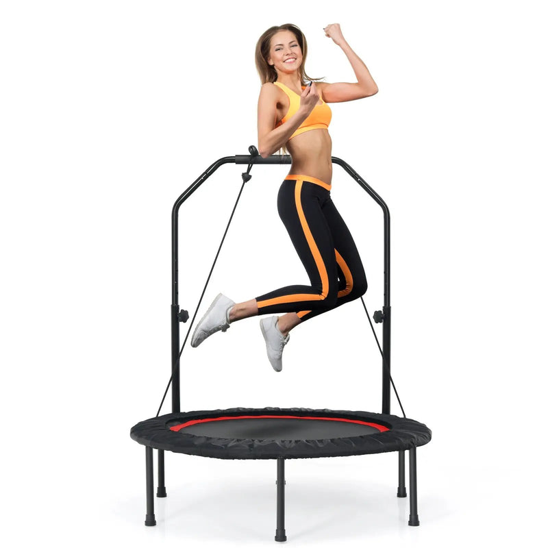 40 Inch Foldable Fitness Rebounder with Resistance Bands Adjustable Home by DirectDeals