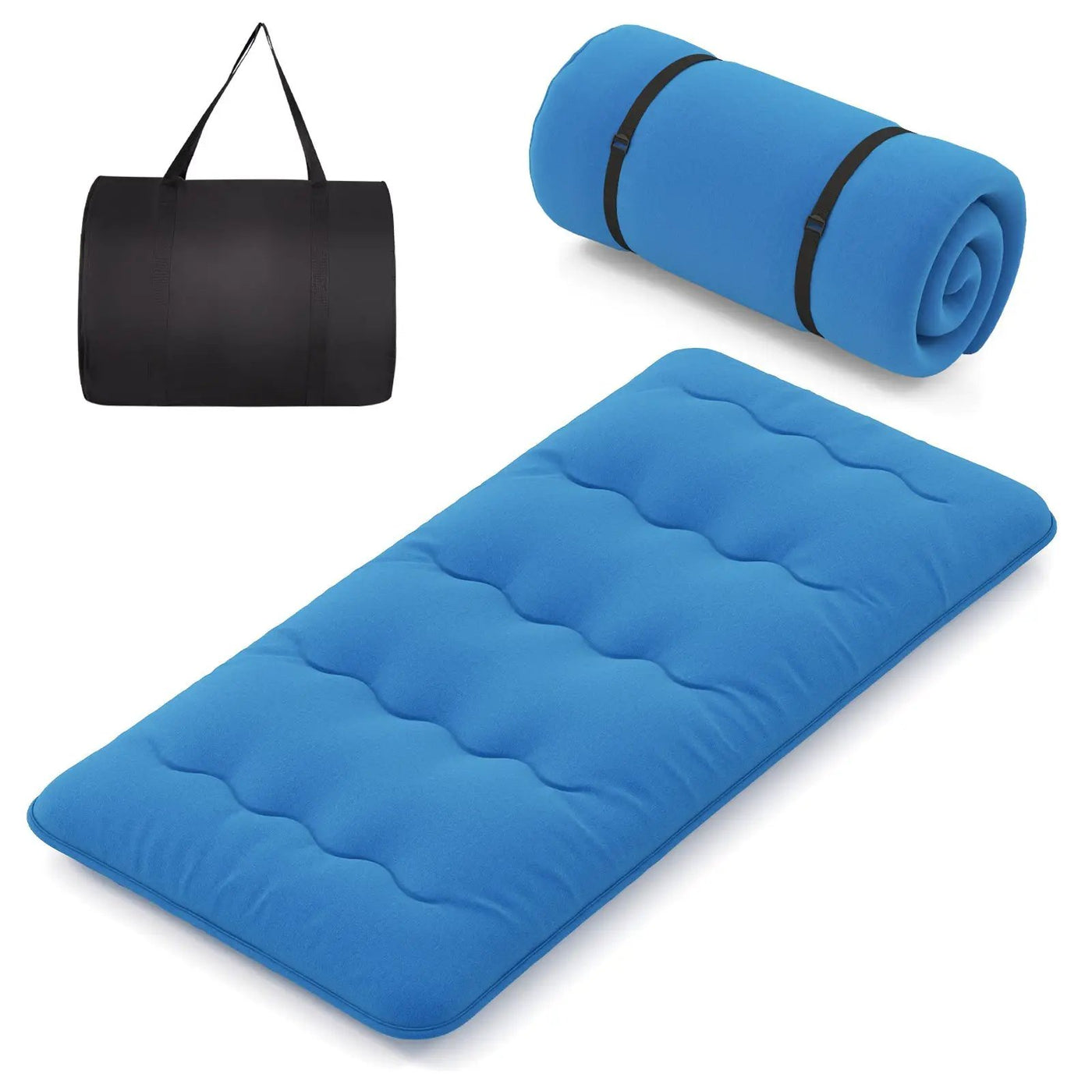 Foldable Futon Mattress with Washable Cover and Carry Bag for Camping Blue by DirectDeals