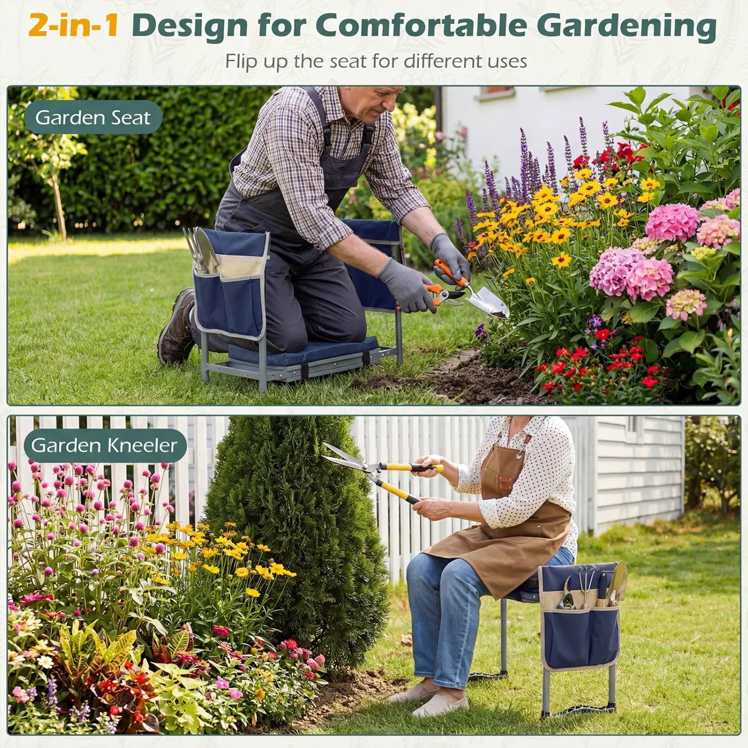 Foldable Garden Kneeler and Seat for Seniors Gardeners by DirectDeals