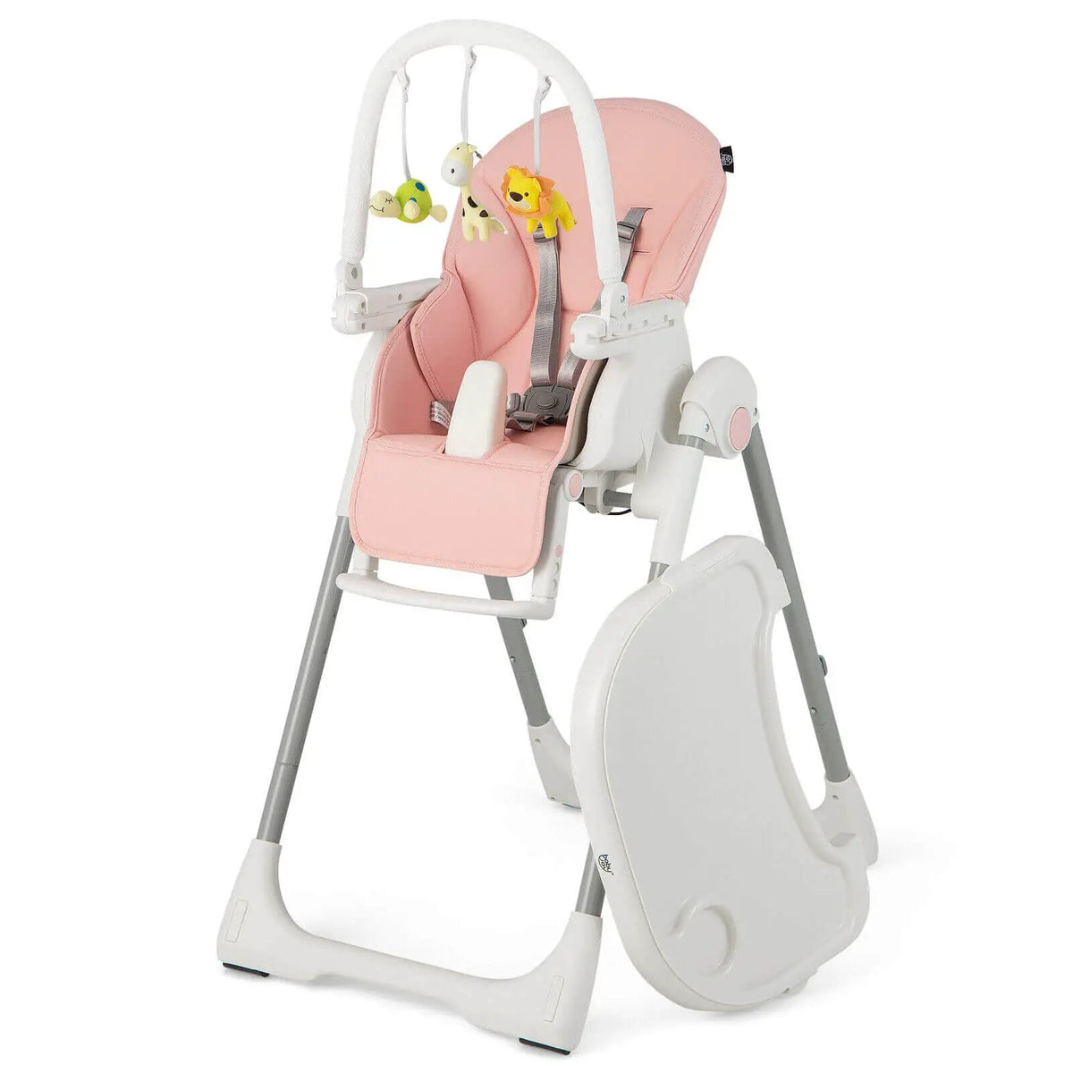 4-in-1 Foldable Baby High Chair with 7 Adjustable Heights and Free Toys Bar by DirectDeals