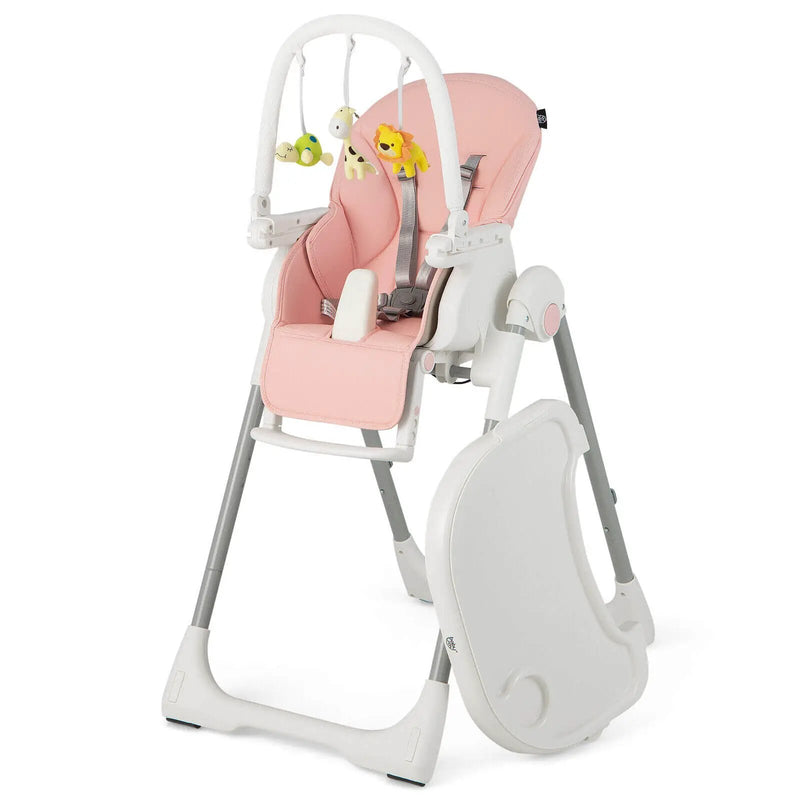 4-in-1 Foldable Baby High Chair with 7 Adjustable Heights and Free Toys Bar by DirectDeals