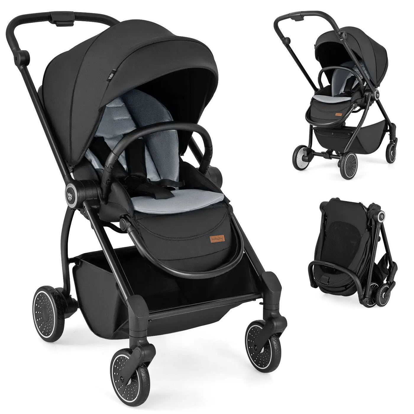 Foldable Infant Pram Stroller with Reversible Seat Reclining Backrest by DirectDeals