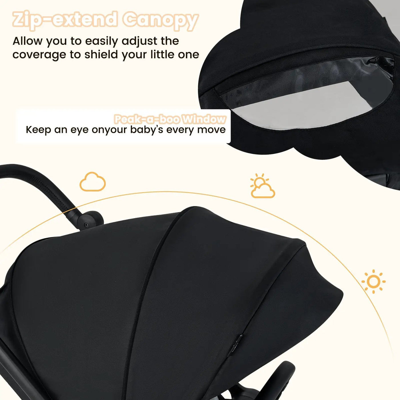 Foldable Infant Pram Stroller with Reversible Seat Reclining Backrest by DirectDeals