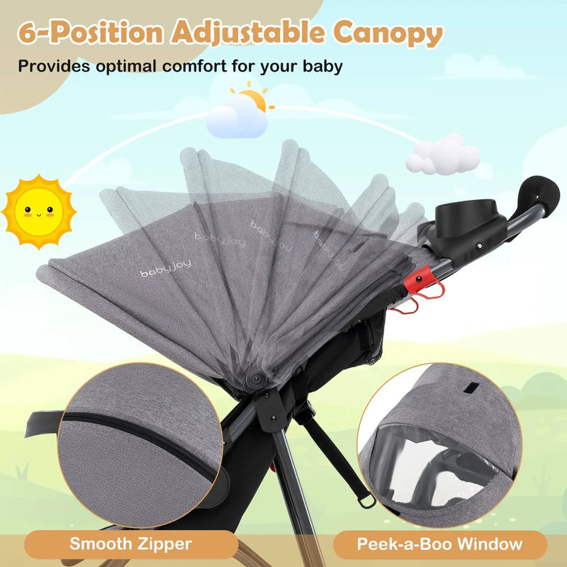 Foldable Jogging Stroller with Detachable Tray and Air-Filled Rubber Tires by DirectDeals
