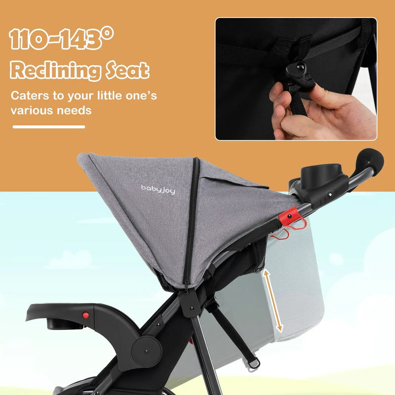 Foldable Jogging Stroller with Detachable Tray and Air-Filled Rubber Tires by DirectDeals