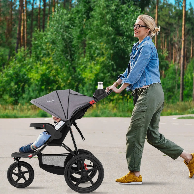 Foldable Jogging Stroller with Detachable Tray and Air-Filled Rubber Tires by DirectDeals