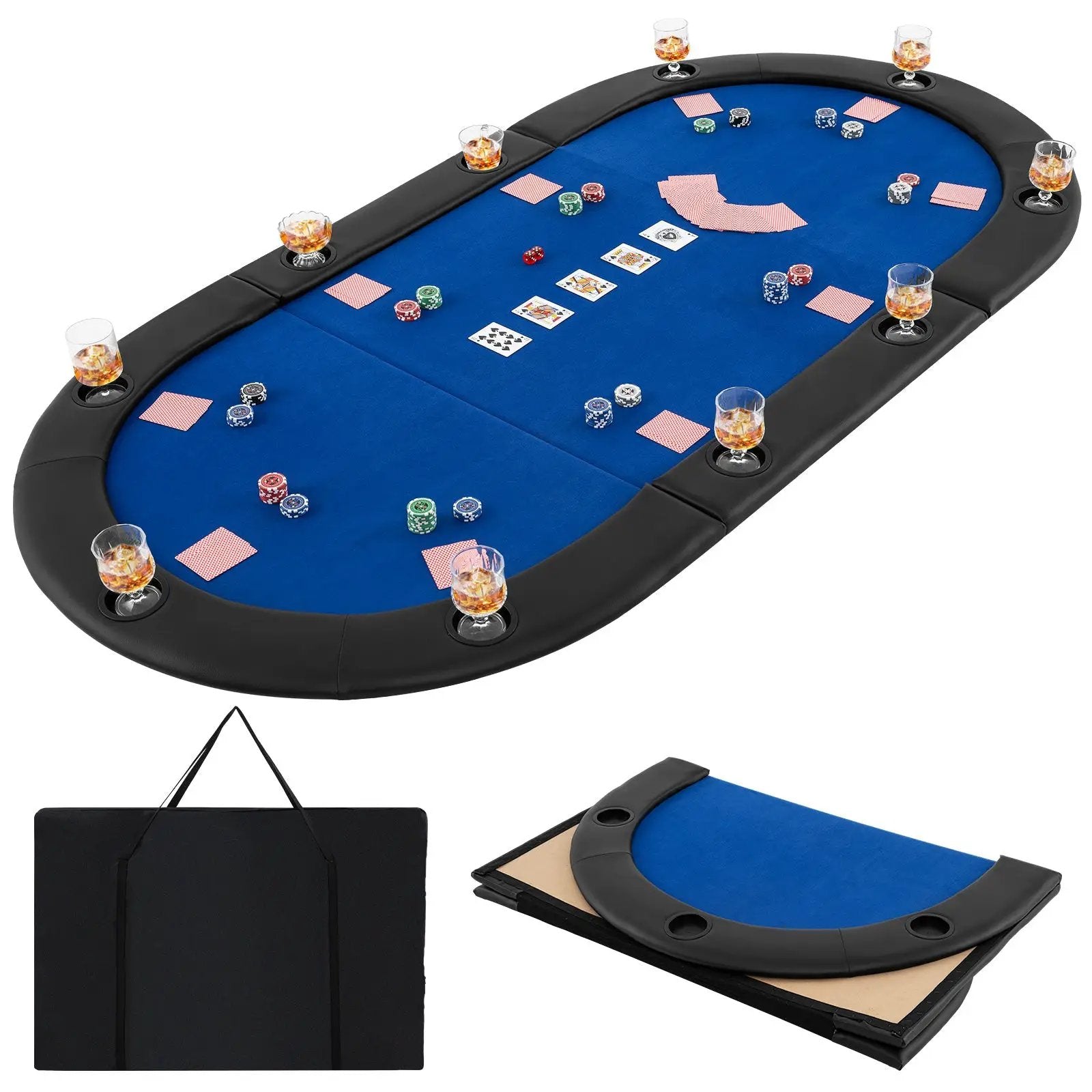 Portable 84 x 42 Inch 10-Player Foldable Padded Poker Table Top by DirectDeals