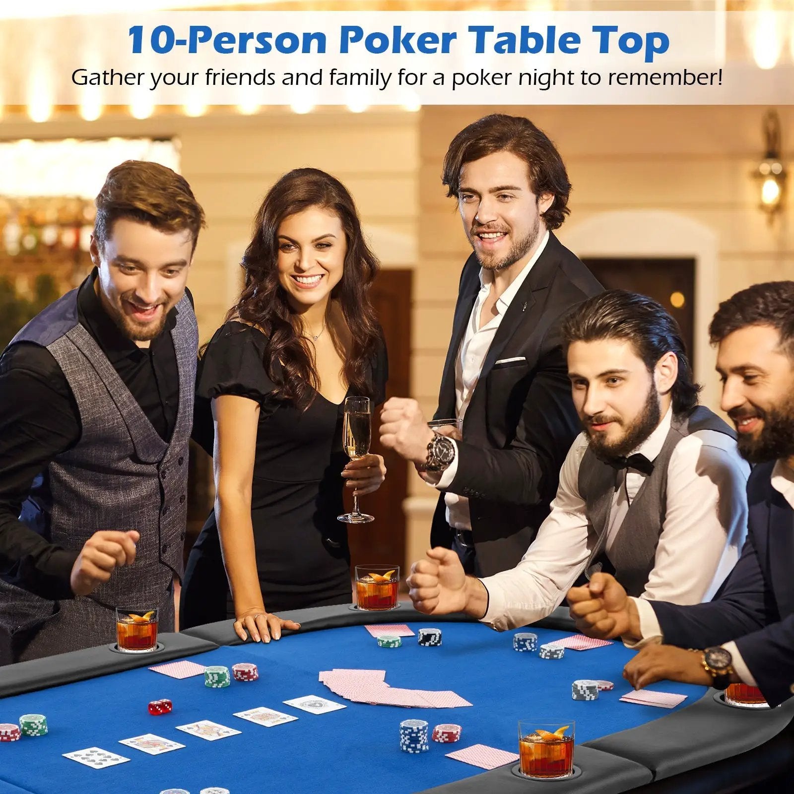 Portable 84 x 42 Inch 10-Player Foldable Padded Poker Table Top by DirectDeals