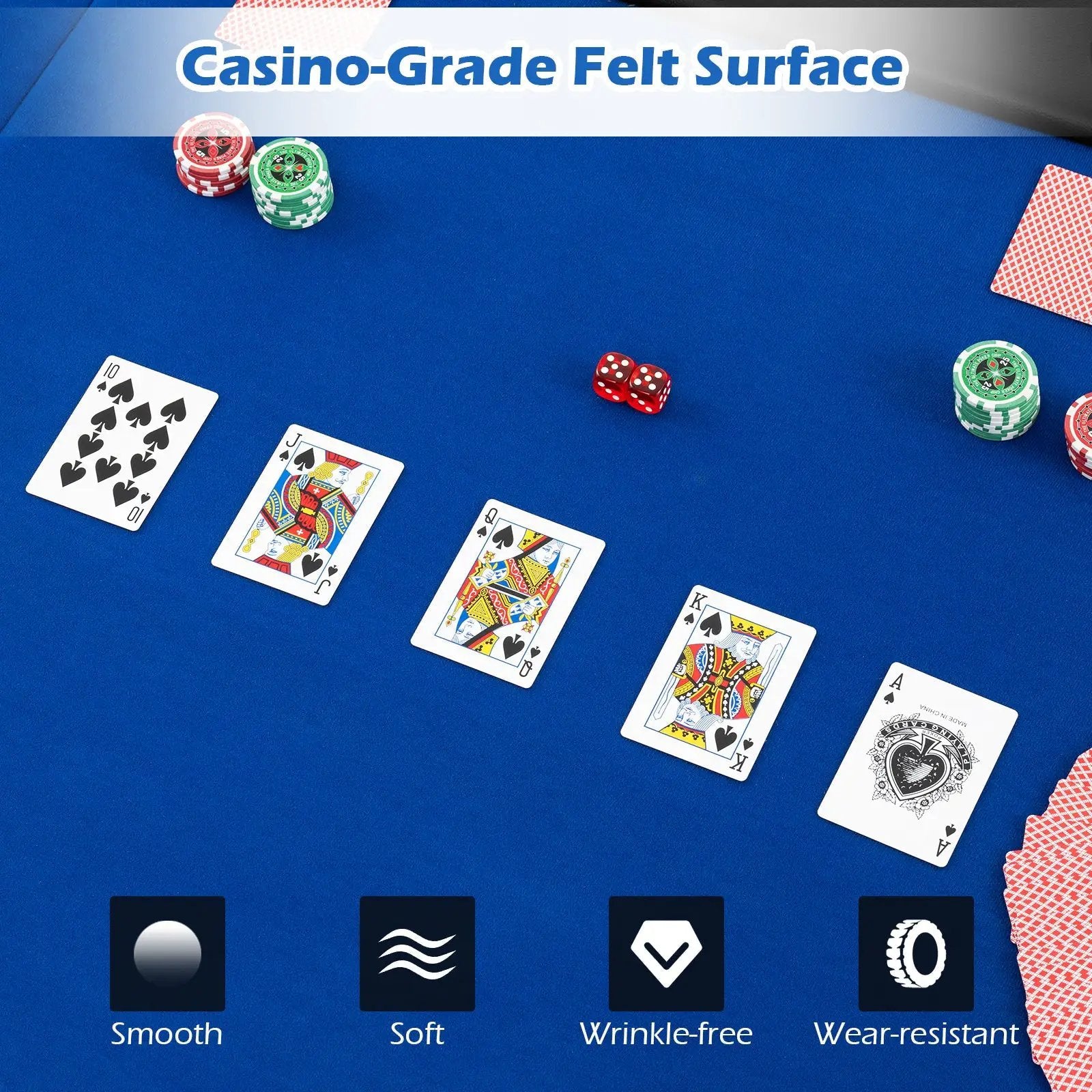 Portable 84 x 42 Inch 10-Player Foldable Padded Poker Table Top by DirectDeals