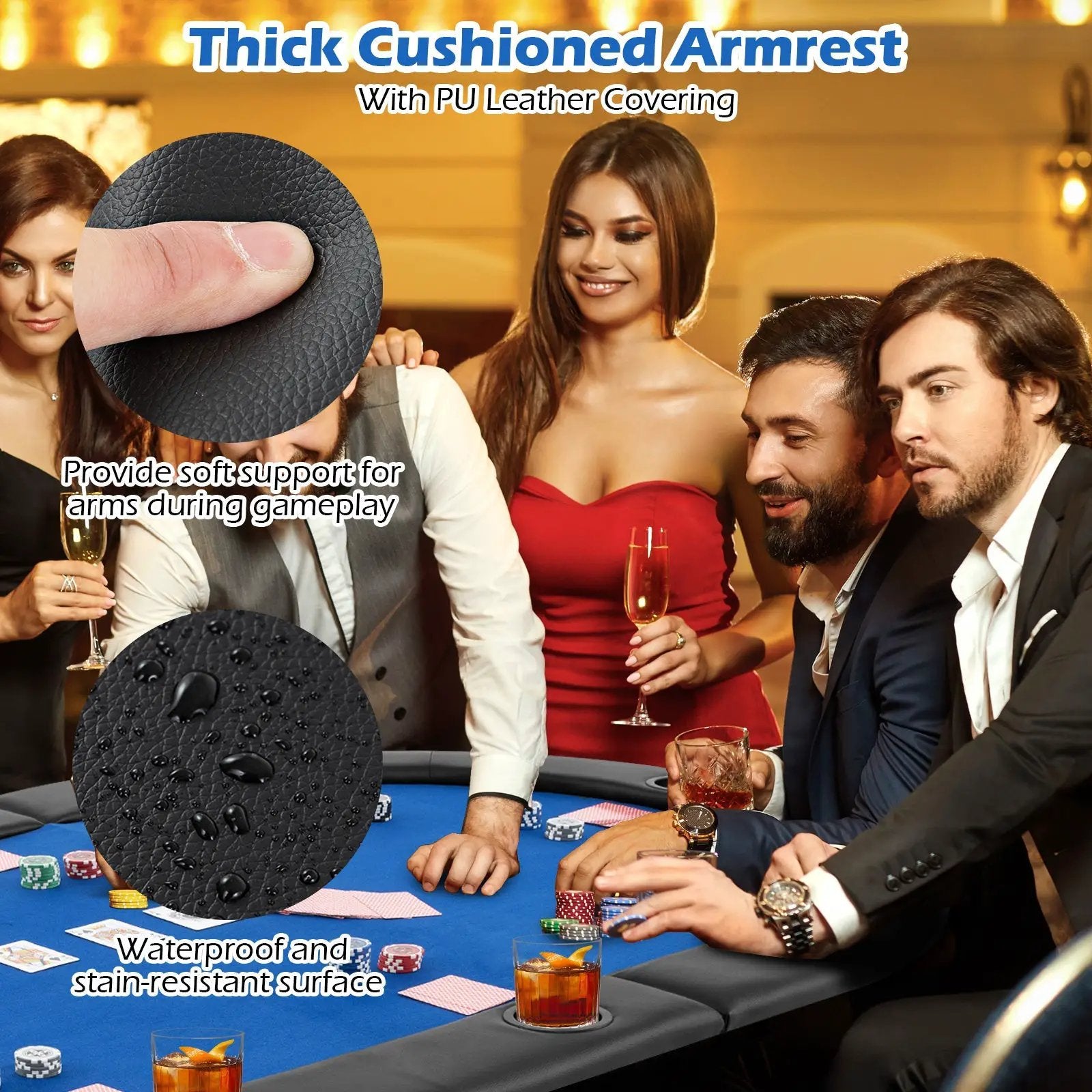 Portable 84 x 42 Inch 10-Player Foldable Padded Poker Table Top by DirectDeals