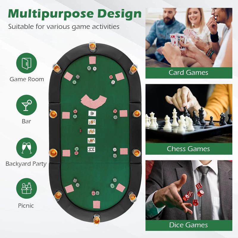 Portable 84 x 42 Inch 10-Player Foldable Padded Poker Table Top by DirectDeals