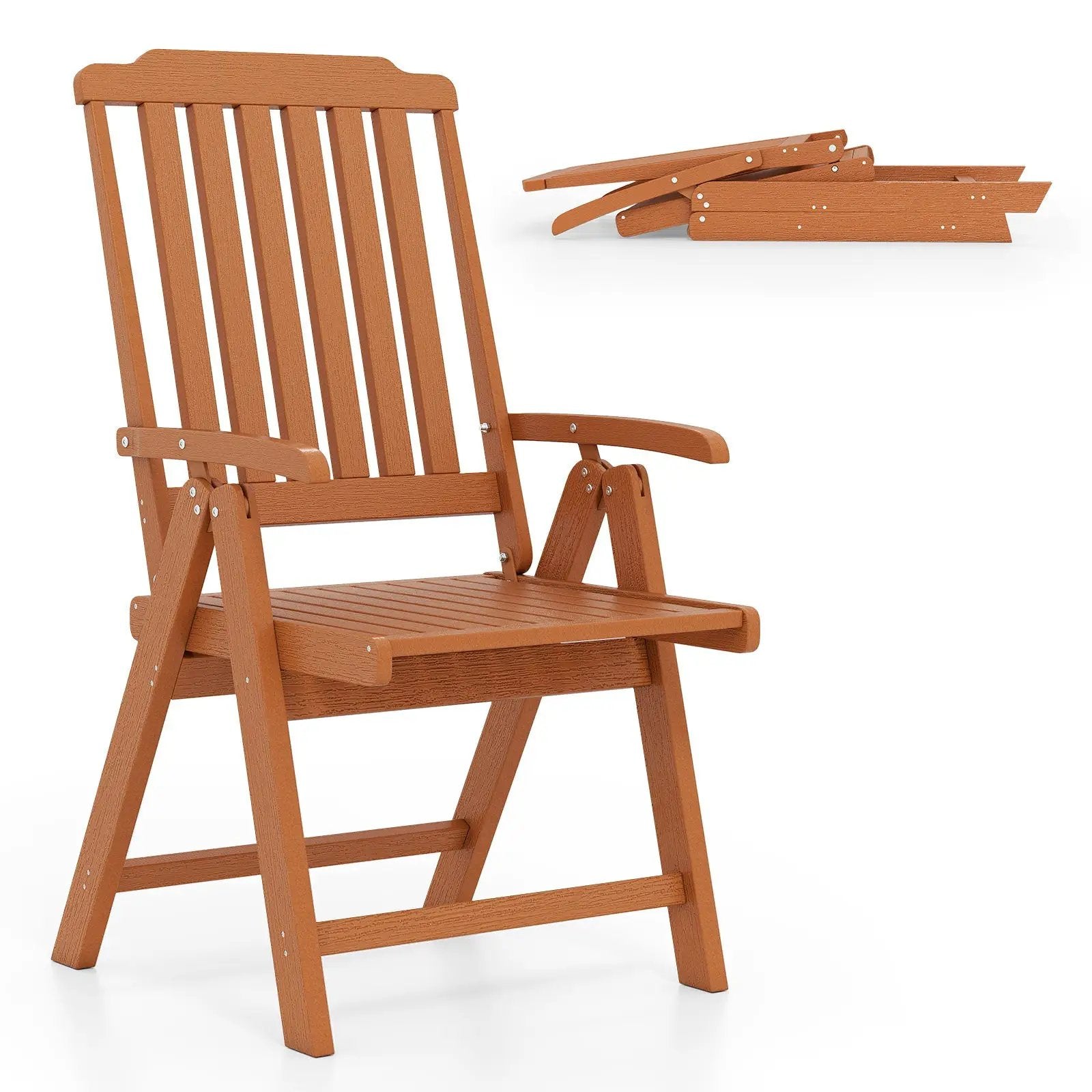Foldable Patio Chair All-Weather HDPE Outdoor Dining Chair with Armrest by DirectDeals
